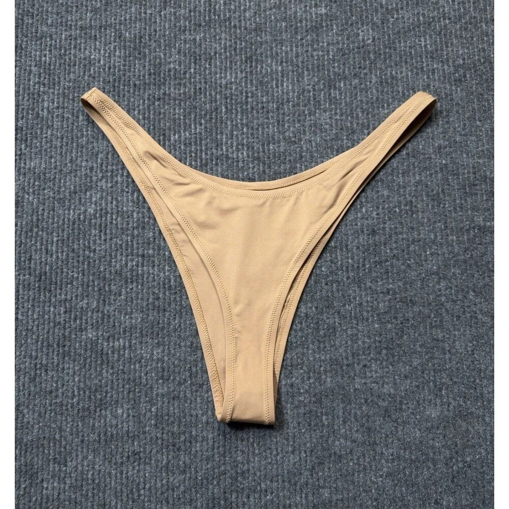SKIMS Recycled Swim Size 3X Cheeky Tanga Bikini Bottom Beige Ochre SW-TAN-0147